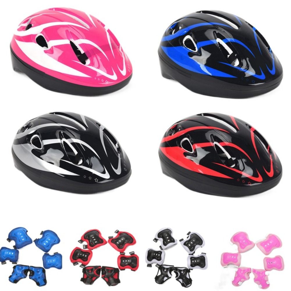 Cycling Gear Helmet - Kids Helmet Knee Elbow Pads Wrist